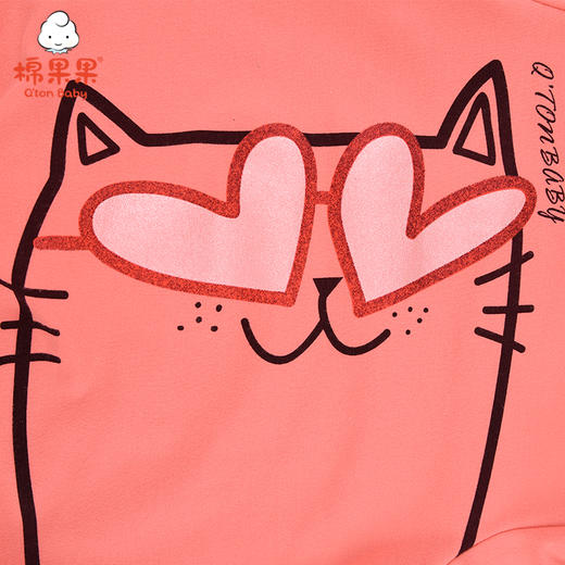 棉果果春秋女童上衣小毛圈猫咪圆领卫衣M122180221099 商品图4