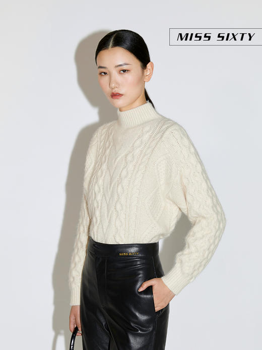 Miss Sixty2020冬季新款半高领绞花毛衣毛织套头衫女604RJ0410000 商品图2
