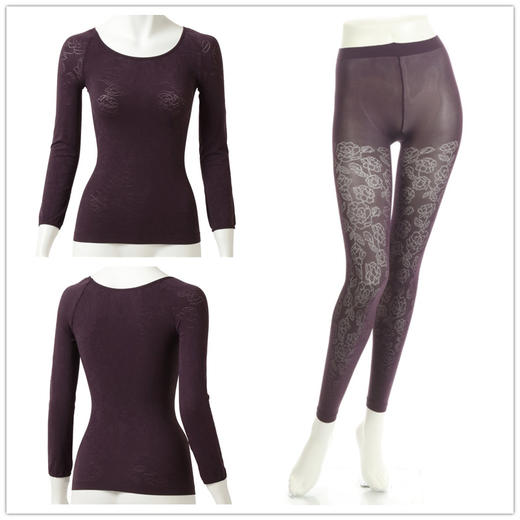 保暖发热丝袜内衣超薄贴身低领大圆领十分裤套装 商品图3