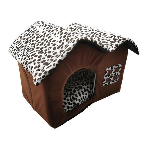 秋冬新款斑点双顶宠物房子狗房子狗窝泰迪屋宠物别墅可折叠宠物冬季猫窝房子 商品图4