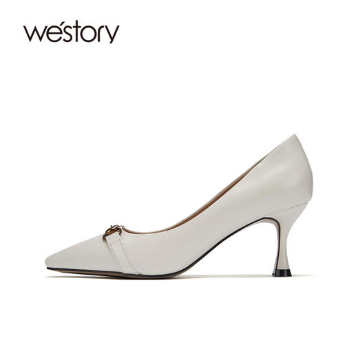 westory商城同款高跟鞋女2021年春季新款秋冬真皮细跟婚鞋优雅单鞋S21AE52341 商品图1