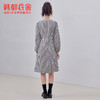 韩都衣舍冬季新款复古格子方领高腰显瘦气质连衣裙女OM82314A 商品缩略图4