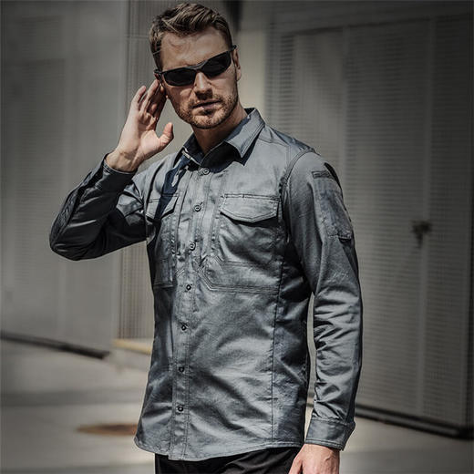 鹰爪行动追捕者战术功能衫城市通勤男长袖防水耐磨翻领衬衫 商品图2