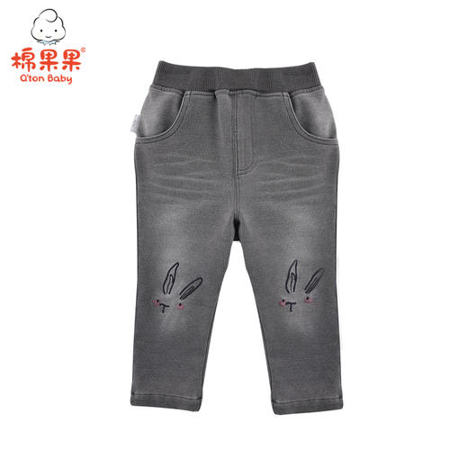 棉果果春秋季女童针织牛仔加内里加厚长裤M322200219548 商品图0