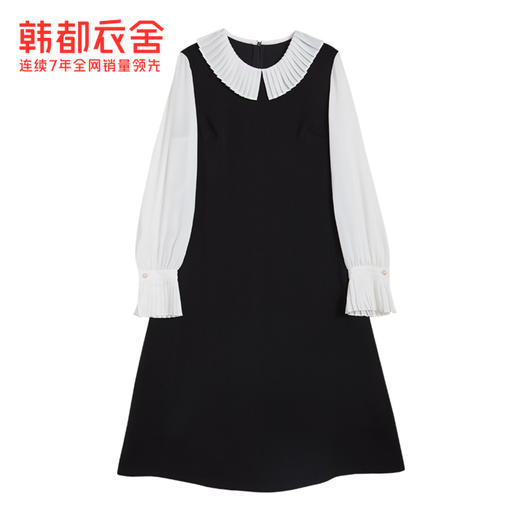 韩都衣舍冬季新款女装韩版设计感假两件拼接A字连衣裙PT9809 商品图4