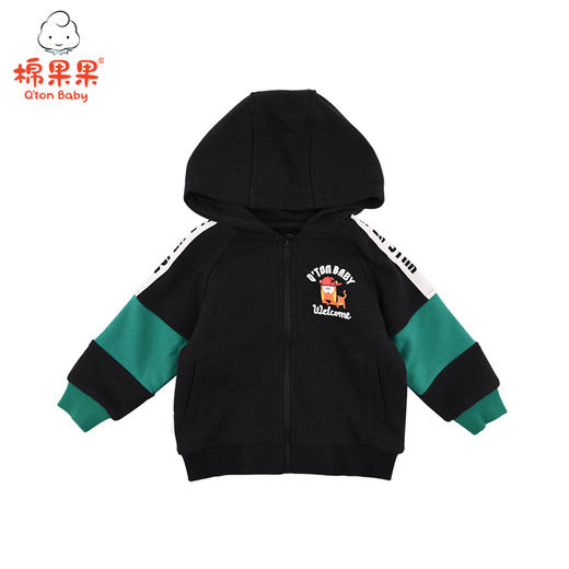 棉果果春秋季男童撞色大毛圈磨毛运动长袖外套M312100219508 商品图0