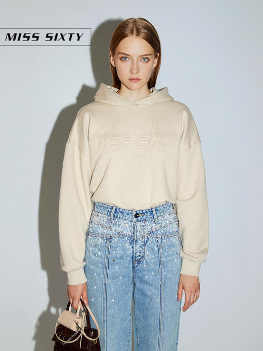 Miss Sixty2020冬季新款纯棉连帽字母抽褶套头卫衣女604TJ0270000 商品图0