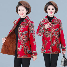 W-589新款中老年轻薄花色秋冬装棉衣外套加绒保暖棉服