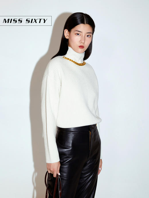 Miss Sixty2020冬季新款纯羊毛链条高领毛衣毛织衫女604RJ1000000 商品图4