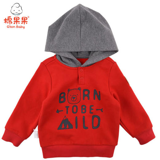 棉果果秋冬季男童抓绒挂里连帽卫衣M412182419681 商品图0