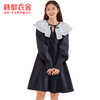 韩都衣舍冬季新款小黑裙荷叶领高腰宽松连衣裙女OM83049 商品缩略图4