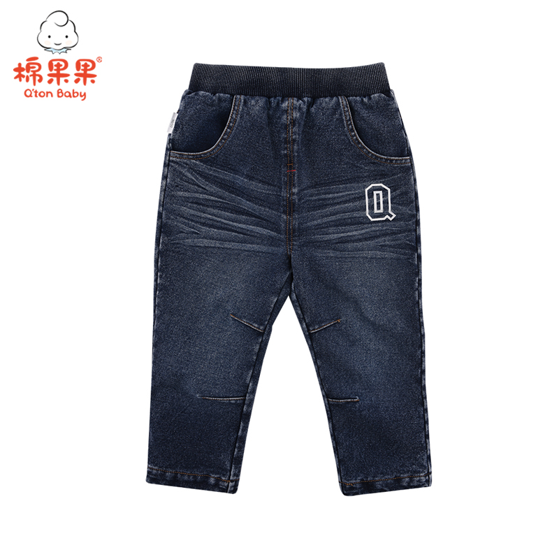 棉果果春秋季男童针织牛仔挂里长裤M312200219515
