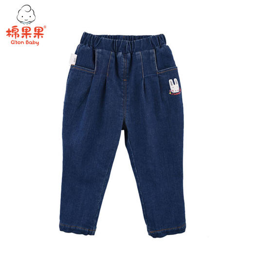 棉果果春秋冬季女童牛仔银狐绒长裤M422200419724 商品图0