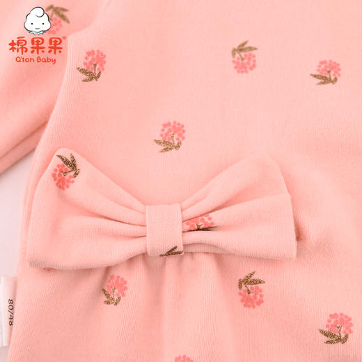 棉果果春秋款女童磨毛棉毛飞边连体衣连身衣哈衣M122722221112 商品图4