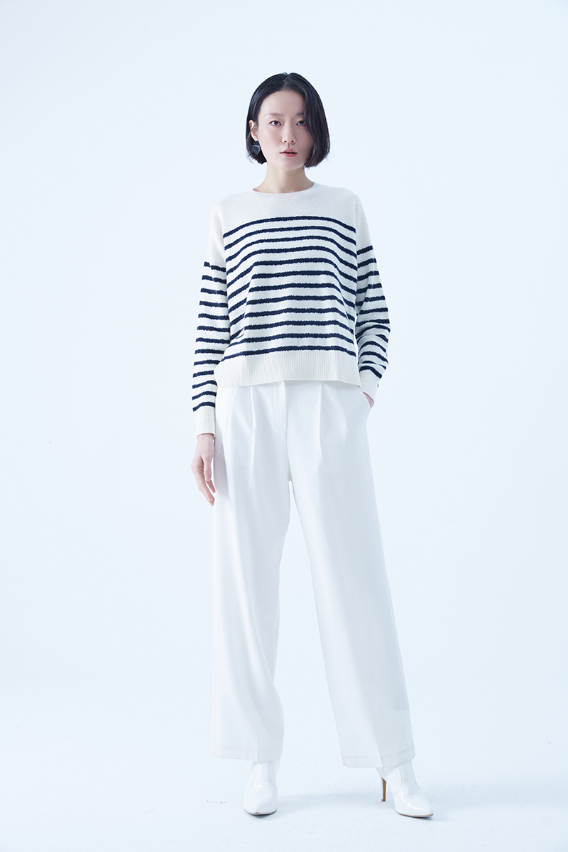 圣弗尔瑞 圆领翻花女套衫鄂尔多斯特色羊绒衫  100%羊绒