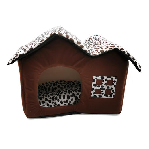 秋冬新款斑点双顶宠物房子狗房子狗窝泰迪屋宠物别墅可折叠宠物冬季猫窝房子 商品图2