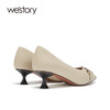 westory女鞋2021年新款春季羊皮尖头细跟婚鞋高跟单鞋S21AE52371 商品缩略图4