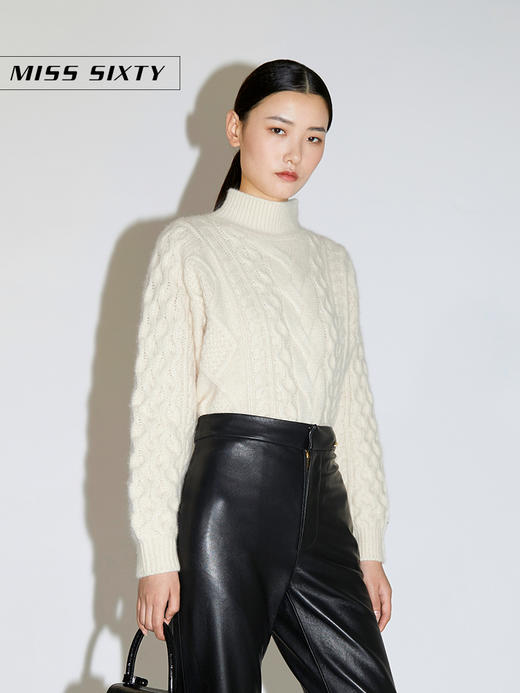 Miss Sixty2020冬季新款半高领绞花毛衣毛织套头衫女604RJ0410000 商品图4