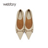 westory女鞋2021年新款春季羊皮尖头细跟婚鞋高跟单鞋S21AE52371 商品缩略图5