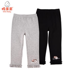 棉果果春秋款女童路路加磨毛螺纹打底裤M122206221067