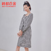 韩都衣舍冬季新款复古格子方领高腰显瘦气质连衣裙女OM82314A 商品缩略图2