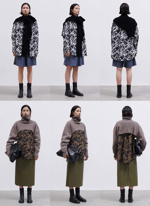 HIDEMI “我们做印花”特殊纸感几何桌椅剪影式印花廓形衬衫 商品图7