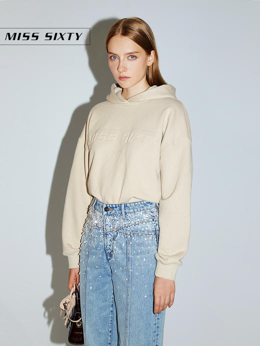 Miss Sixty2020冬季新款纯棉连帽字母抽褶套头卫衣女604TJ0270000 商品图2