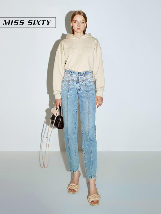 Miss Sixty2020冬季新款纯棉连帽字母抽褶套头卫衣女604TJ0270000 商品图3