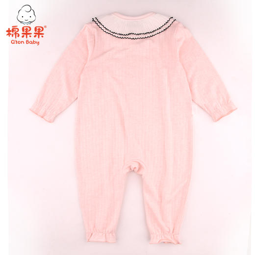 棉果果春秋款女童氨棉提花汗布蕾丝对开连体衣连身衣哈衣M122722221113 商品图1