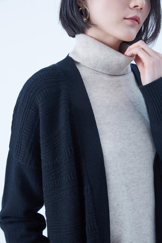 圣弗尔瑞  V领翻花女开衫 鄂尔多斯特色羊绒衫  100%羊绒 商品图8