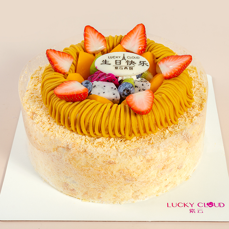 【月销1000+ 栗子迷城】8寸大小 适合5-10人用餐 新鲜水果+牛奶布丁双层夹心