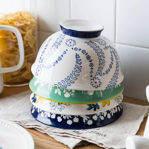 摩登主妇时节日式米饭碗陶瓷餐具家用碗单个创意个性汤面碗套装 商品图0