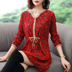 ZIA  8-612洋气妈妈毛打底衫衣韩版碎花羊毛衫