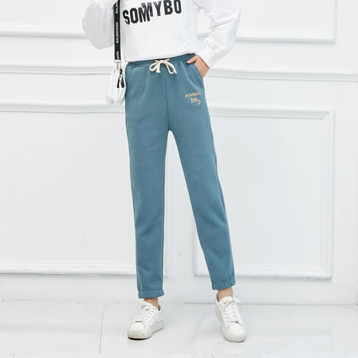 秋冬新款休闲裤女秋冬加绒加厚裤子外穿宽松中高腰束脚运动裤女XZ3605 商品图3