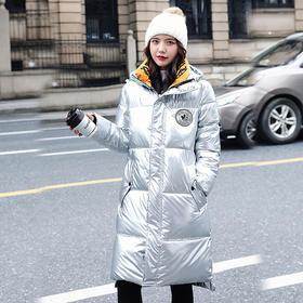 丁摩 亮皮连帽棉衣加厚长款装羽绒棉衣8217WX139