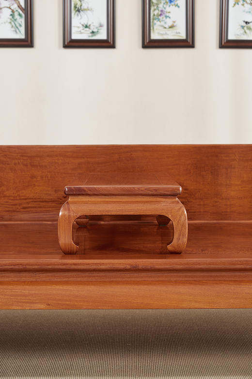 红桥红  家具严选  缅甸花梨（大果紫檀）  【203 弯腿三围独板 罗汉床 两件套】 商品图4