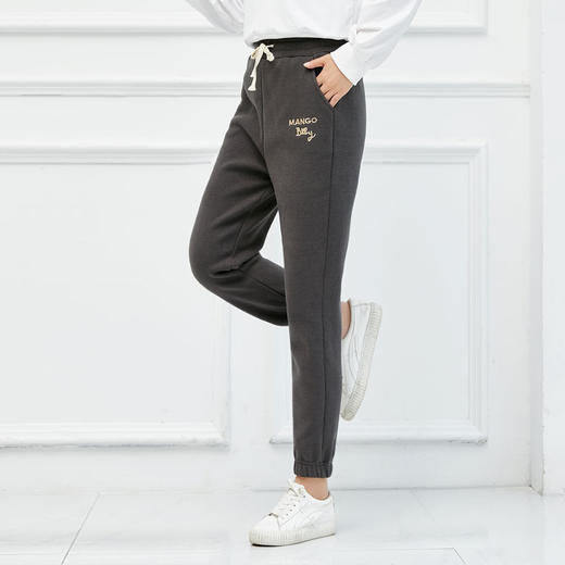 秋冬新款休闲裤女秋冬加绒加厚裤子外穿宽松中高腰束脚运动裤女XZ3605 商品图1
