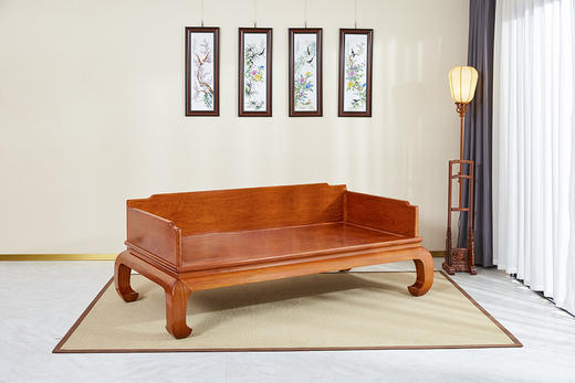 红桥红  家具严选  缅甸花梨（大果紫檀）  【203 弯腿三围独板 罗汉床 两件套】 商品图5