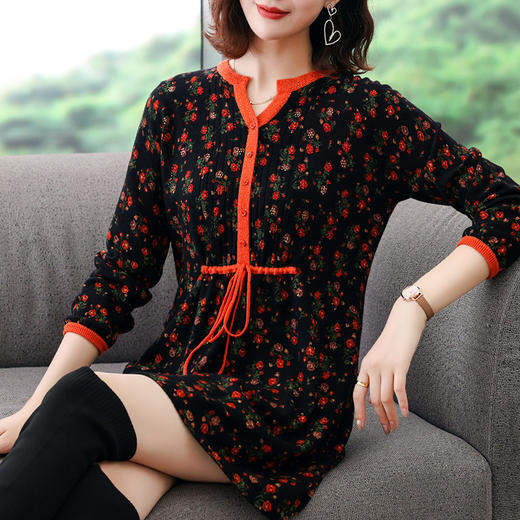 ZIA  8-612洋气妈妈毛打底衫衣韩版碎花羊毛衫 商品图5