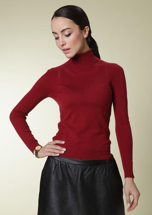 精纺双翻领挑孔女套衫 SJF18W251N 商品图5