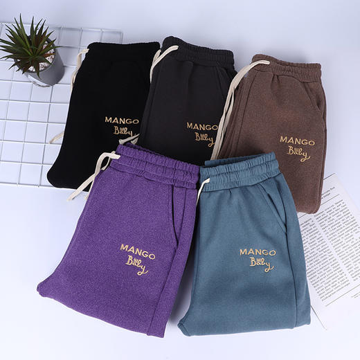 秋冬新款休闲裤女秋冬加绒加厚裤子外穿宽松中高腰束脚运动裤女XZ3605 商品图4