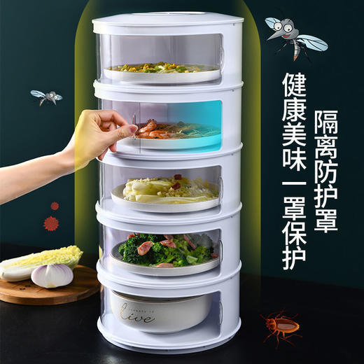 PDD-饭菜罩家用厨房防尘罩防蝇多功能菜罩滑门加热餐桌罩多层保温神器 商品图2