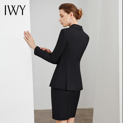 IWY/黑色韩版修身职业装西服套裙女商务正装西装外套售楼部上班英伦风 C10420-B+S10420-B 商品图3