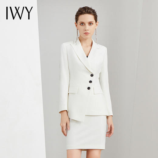 IWY/白色西装套裙女晚礼服韩版时尚气质名媛两件套英伦风售楼部工作服 C10321-W+S10321-W 商品图0