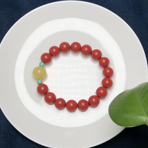 请先量好手围选规格 女款红砂蜜蜡绿松石单圈手链 10mm  饰品美物 商品图3