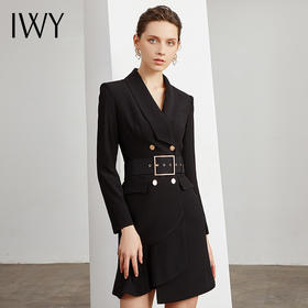IWY/黑色职业连衣裙女修身显瘦时尚气质英伦风名媛商务正装上班工作服 Q10359-B