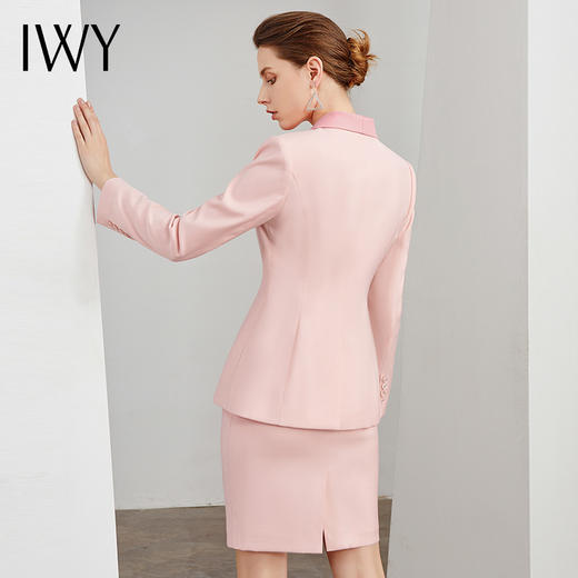 IWY/小香风粉色西装套裙女修身韩版职业名媛气质女神范洋气会礼服装C11110-P+S11110-P 商品图3