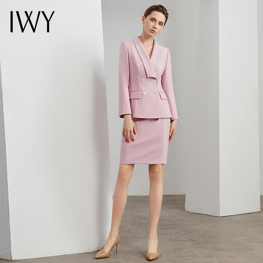 IWY/粉色职业西服套裙女时尚气质名媛主持人上镜面试Ol正装 C10338-P+S10338-P 商品图0