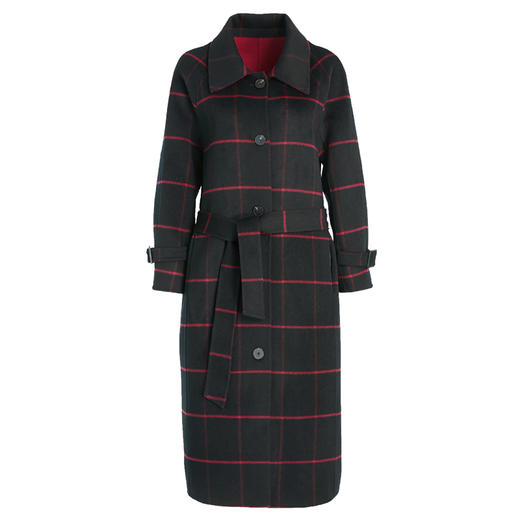 【绵羊毛】乔万尼简约大方格纹重工设计直身显瘦精致双面尼羊毛大衣ES4A446 商品图4