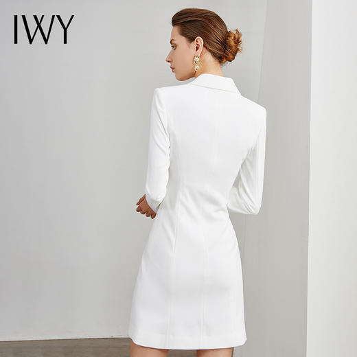 IWY/白色西服连衣裙收腰显瘦工作服女播音主持艺考正装职业装 Q13096-W 商品图3